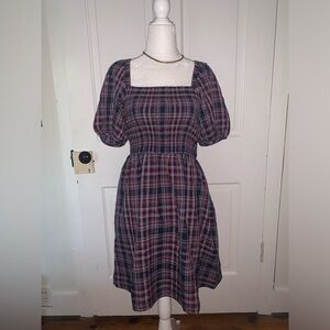 Madewell Red and Blue Plaid Dress NWT